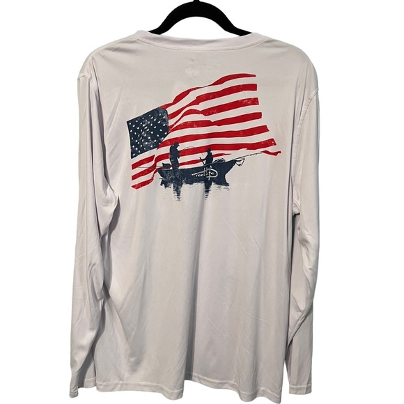 Reel Life Long Sleeve Rash Guard With American Flag Size Large - Picture 3 of 6